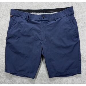 KJUS Shorts Mens 38 Blue Ike Texture Regular Fit 10" Performance Golf Chino